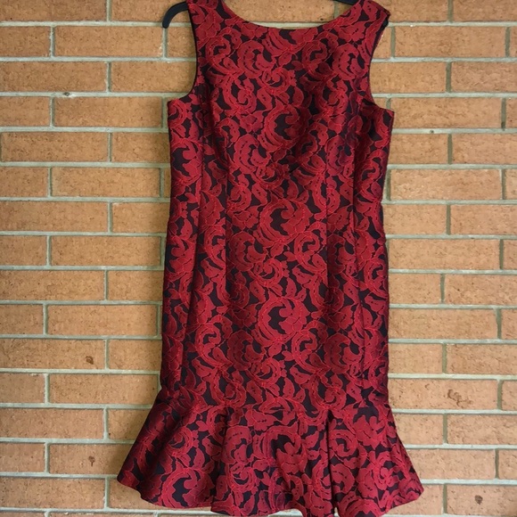 🥀ANN TAYLOR🥀JACQUARD FLOUNCE HEM DRESS🥀 - Picture 4 of 6